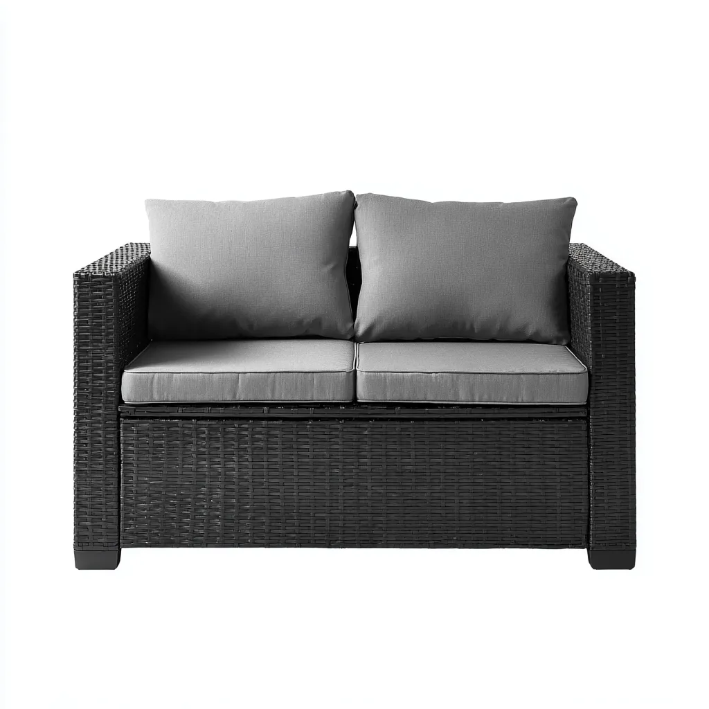 Canapé de jardin rotin 130x75x75 cm - gris - noir - usage extérieur - design moderne-Nestlevo