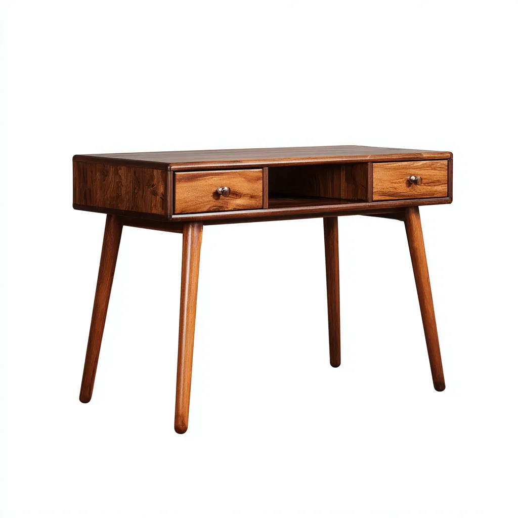 Bureau - bois massif 110x50x76 cm - noyer foncé - avec tiroirs - design moderne adapté au bureau-Nestlevo