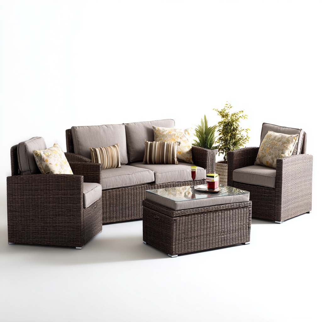 Canapé de jardin rotin 135x75x80 cm - gris - marron - usage extérieur - design moderne-Nestlevo