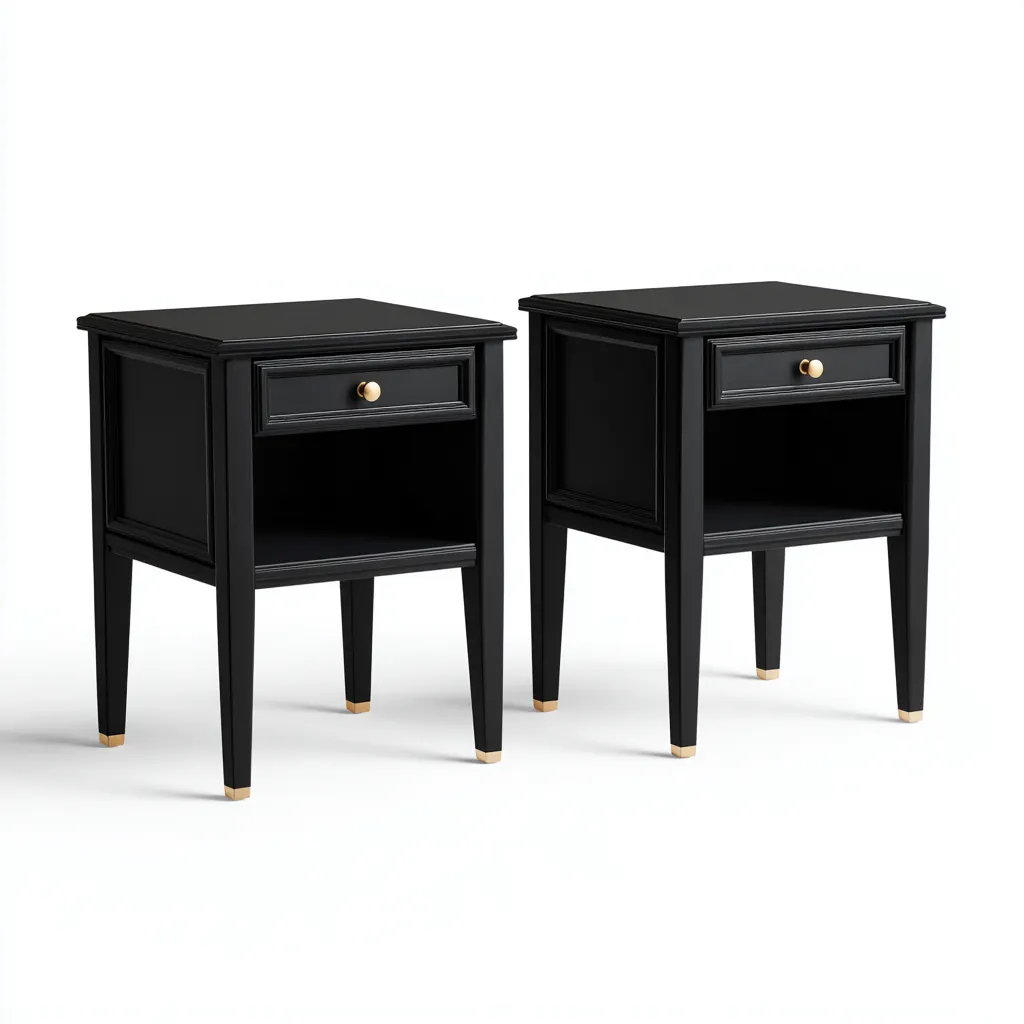 Table de chevet - bois - 50x40x65 cm - noir - design moderne - adapté à la chambre-Nestlevo