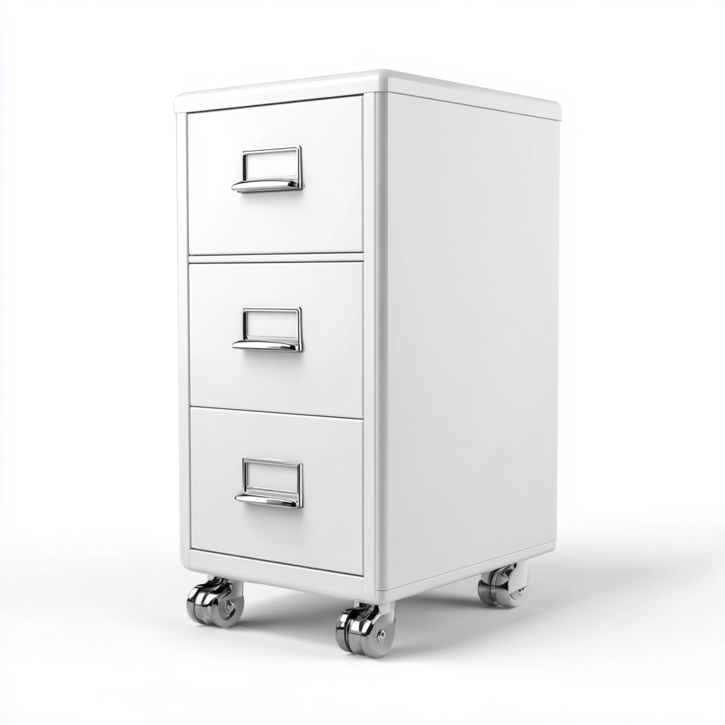 Armoire de bureau métallique à roulettes - 39x45x63 cm - blanc - pour bureau - design moderne-Nestlevo