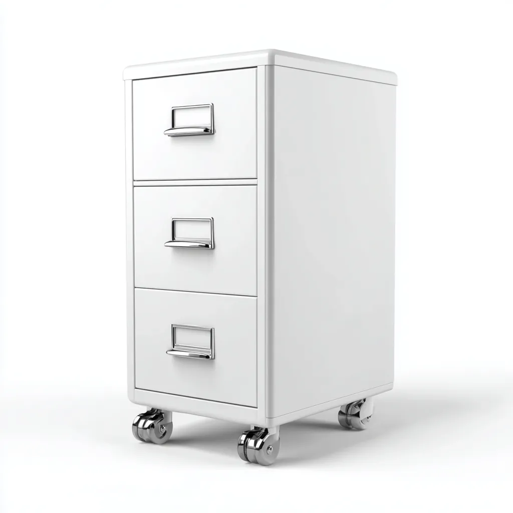 Armoire de bureau métallique à roulettes - 39x45x63 cm - blanc - pour bureau - design moderne-Nestlevo