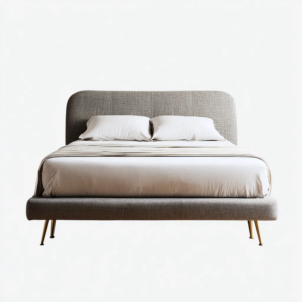 Lit double - tissu rembourré métal 200x160x100 cm - gris - design moderne - adapté à la chambre-Nestlevo