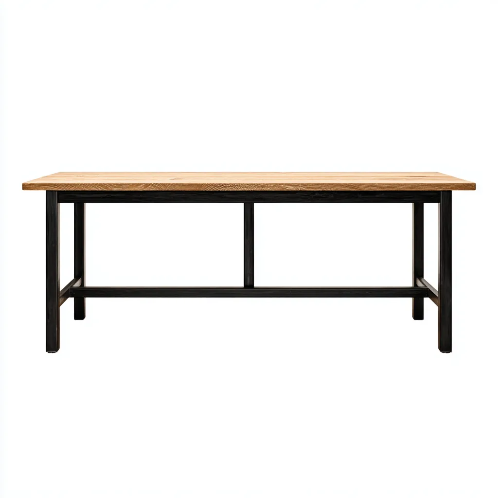 Table de jardin métal et bois 180x80x75 cm - bois naturel - noir - adaptée à l'extérieur - design industriel-Nestlevo