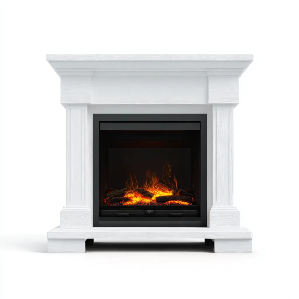 Cheminée électrique en MDF bois blanc 95x32x90 cm - pour salon - effet flamme réaliste - style classique moderne-Nestlevo