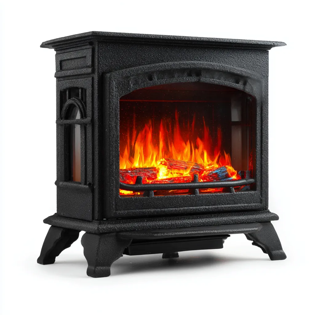 Cheminée électrique en métal aspect fonte noire 55x30x60 cm - pour salon - effet flamme réaliste - style rétro-Nestlevo