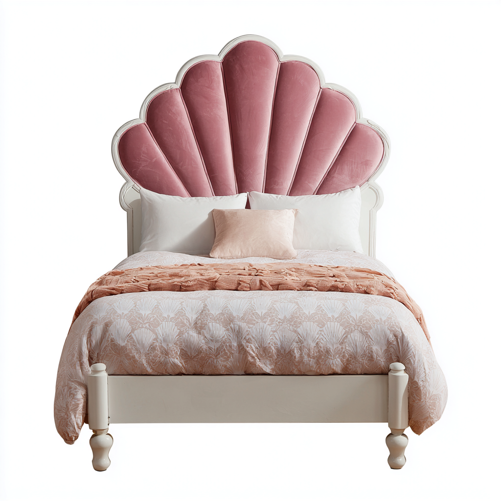 Lit simple - tissu - 200x100x150 cm - rose - blanc - design classique - adapté à la chambre-Nestlevo