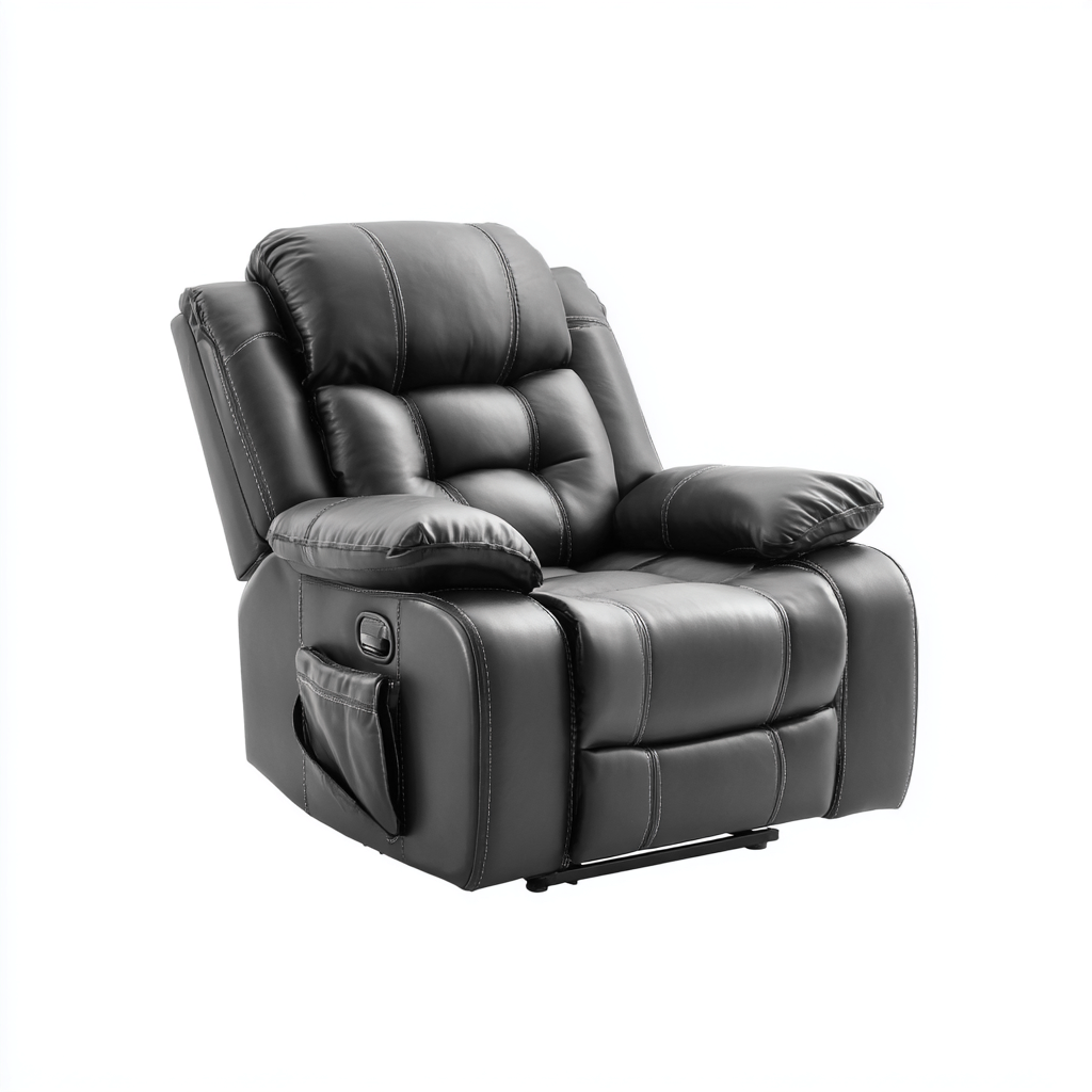 Fauteuil relax en simili cuir 98x92x104 cm - gris foncé - pour salon - design moderne-Nestlevo