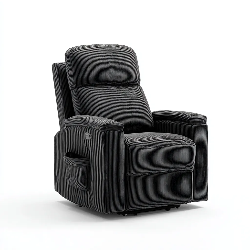 Fauteuil relax - tissu gris foncé côtelé - 100x90x104 cm - pour salon - design moderne-Nestlevo