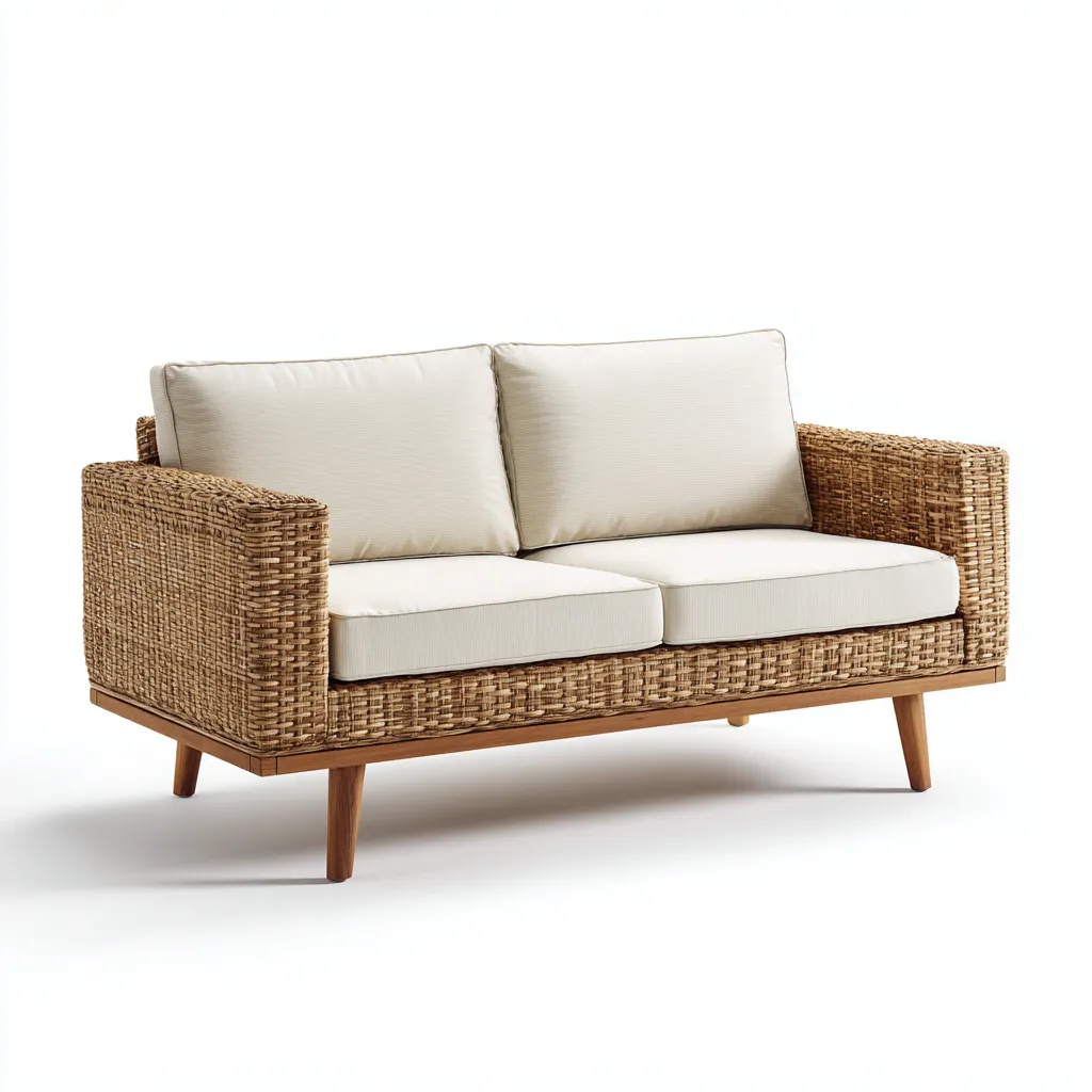 Canapé de jardin en rotin - 180x80x78 cm - naturel - beige - pour jardin - design moderne-Nestlevo