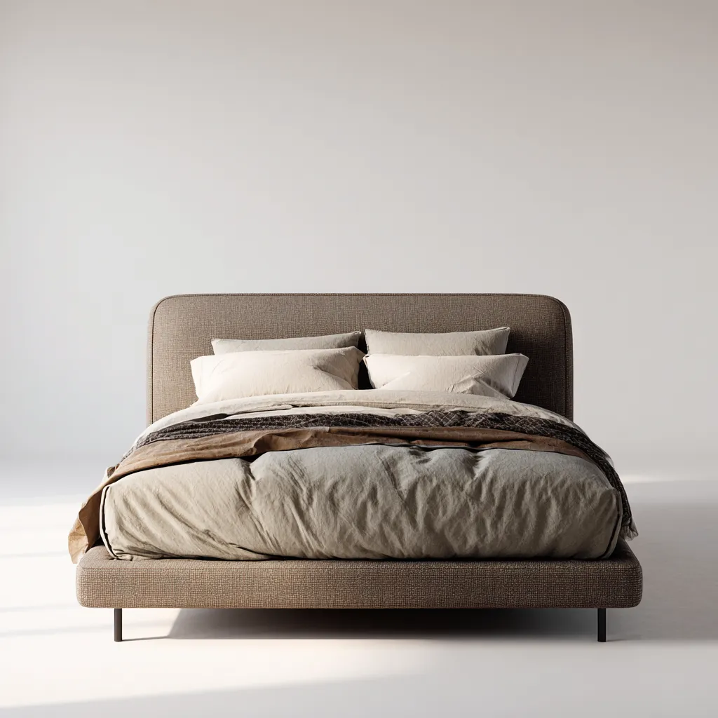 Lit double - tissu rembourré métal 200x160x95 cm - marron - design moderne - adapté à la chambre-Nestlevo