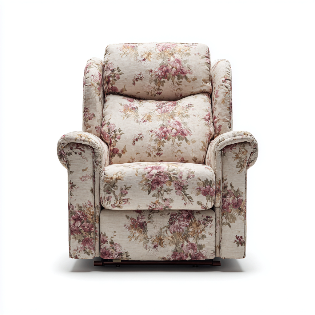 Fauteuil relax en tissu 100x90x104 cm - beige - florale - pour salon - style classique-Nestlevo