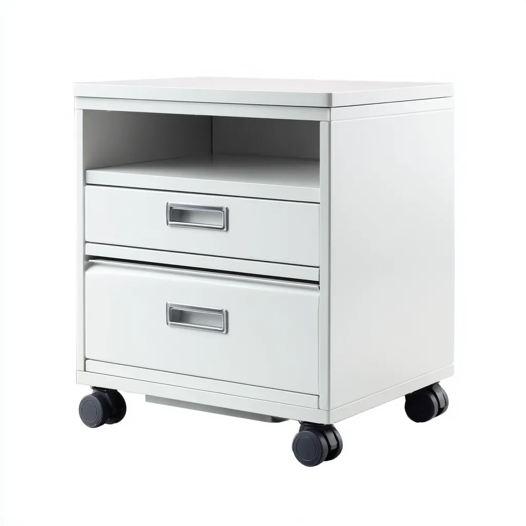 Armoire de bureau mobile métal 40x45x62 cm - blanc - tiroirs et niche ouverte - design moderne-Nestlevo