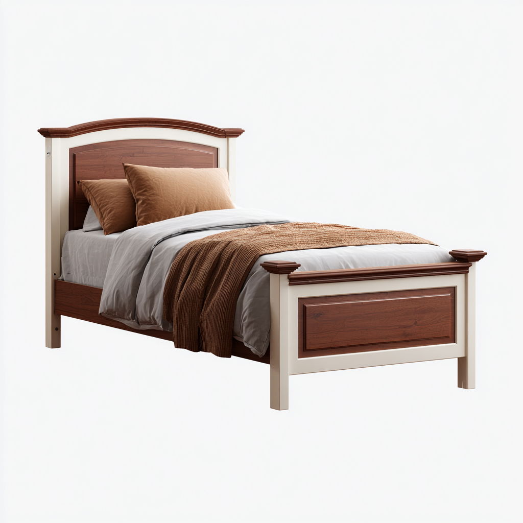 Lit simple - bois 198x100x95 cm - blanc - brun - pour chambre - design classique-Nestlevo