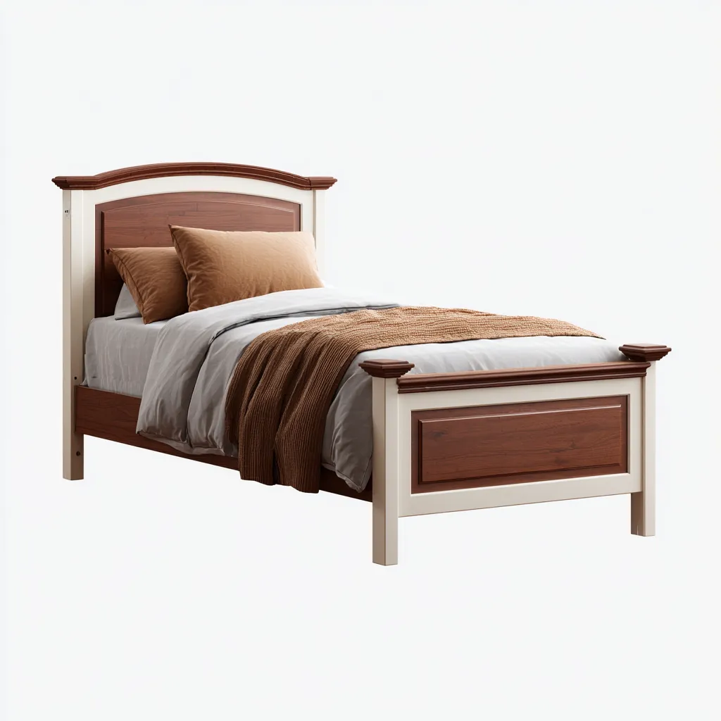 Lit simple - bois 198x100x95 cm - blanc - brun - pour chambre - design classique-Nestlevo