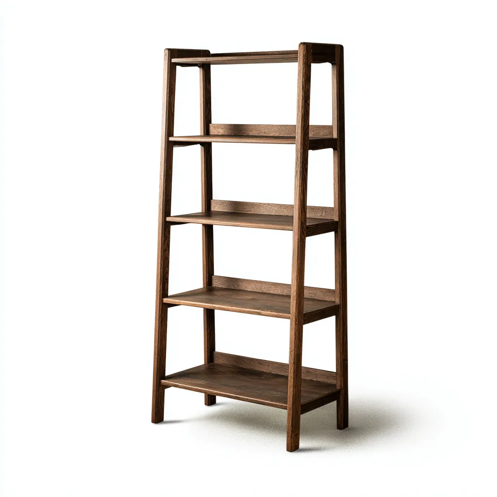 Bibliothèque bois foncé 70x35x165 cm - finition naturelle - style rustique - adaptée au bureau-Nestlevo