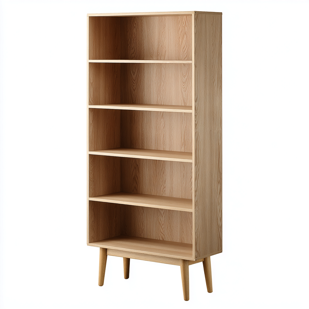 Bibliothèque en bois 80x30x175 cm - bois clair - adaptée au bureau - design moderne-Nestlevo