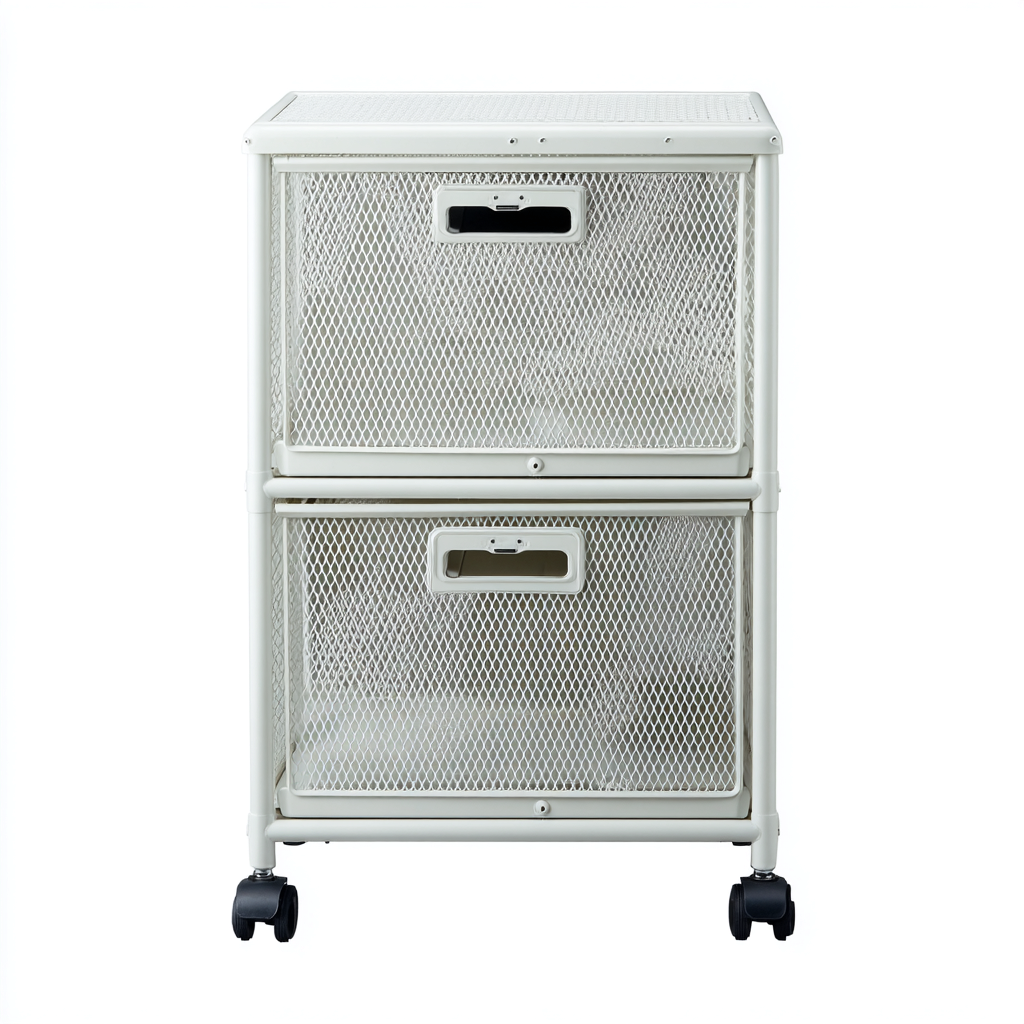 Armoire de bureau mobile métal mesh 40x35x70 cm - blanc - rangement à tiroirs - design aéré-Nestlevo