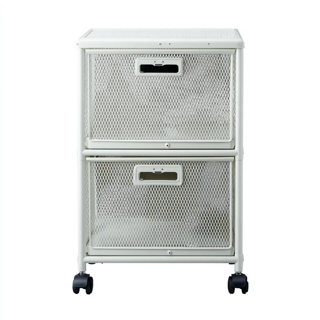 Armoire de bureau mobile métal mesh 40x35x70 cm - blanc - rangement à tiroirs - design aéré-Nestlevo