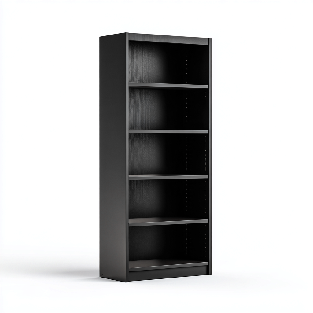 Bibliothèque en bois 80x30x180 cm - noir - adaptée au bureau - design moderne-Nestlevo
