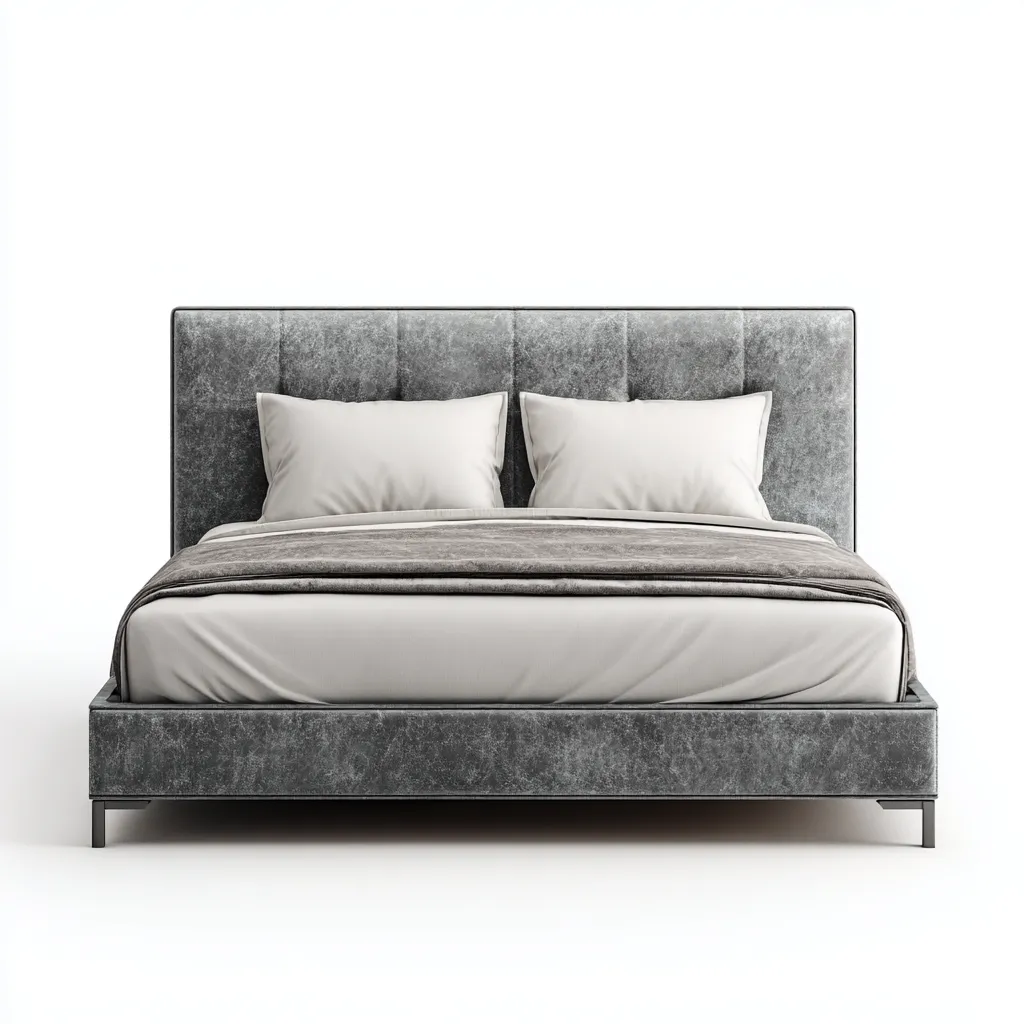 Lit double - velours rembourré métal 200x160x110 cm - gris - design moderne - adapté à la chambre-Nestlevo