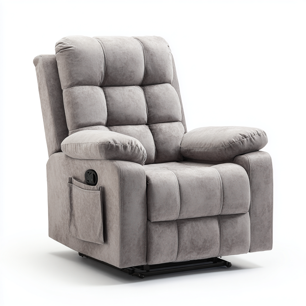 Fauteuil relax en tissu 100x90x104 cm - gris - pour salon - design moderne-Nestlevo
