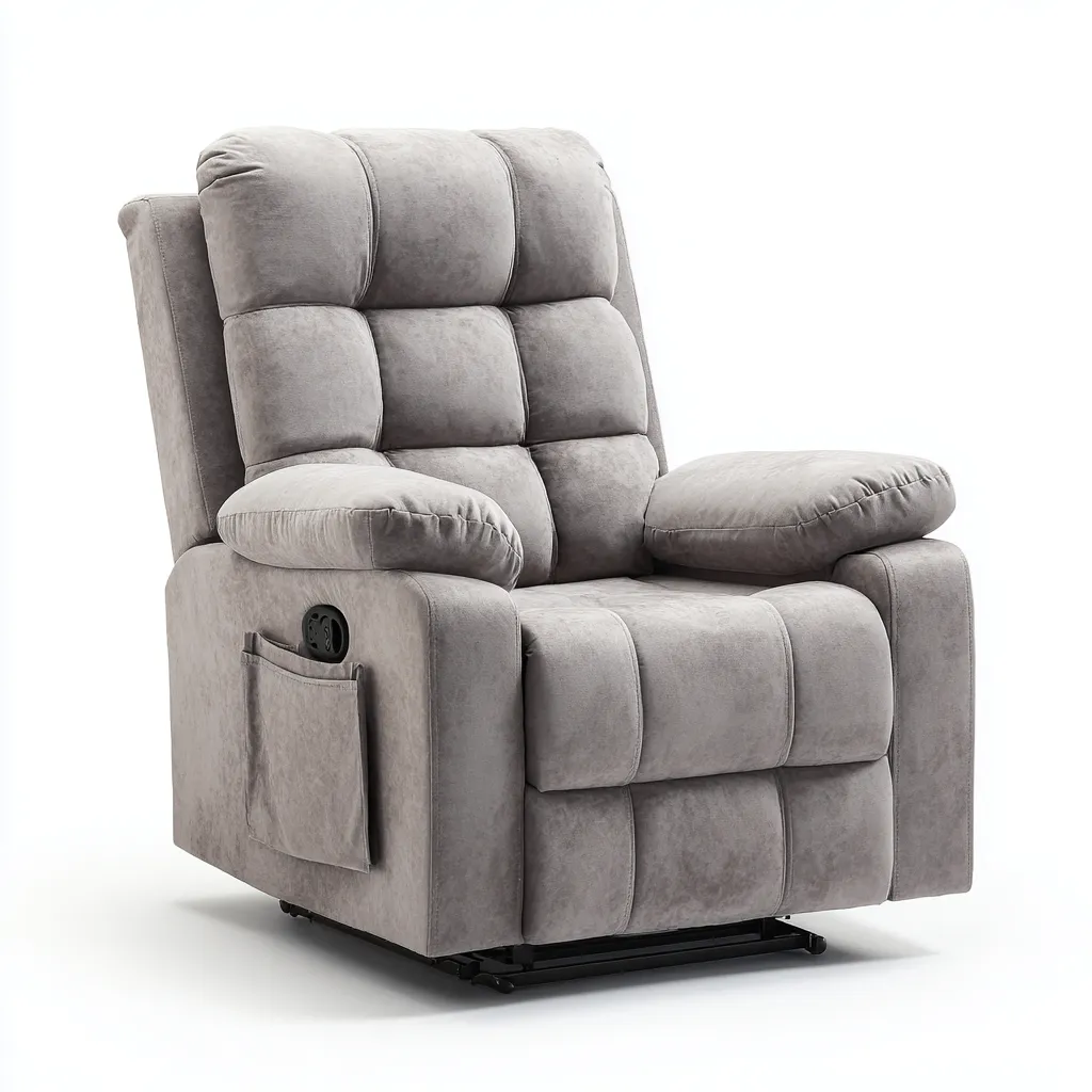 Fauteuil relax en tissu 100x90x104 cm - gris - pour salon - design moderne-Nestlevo