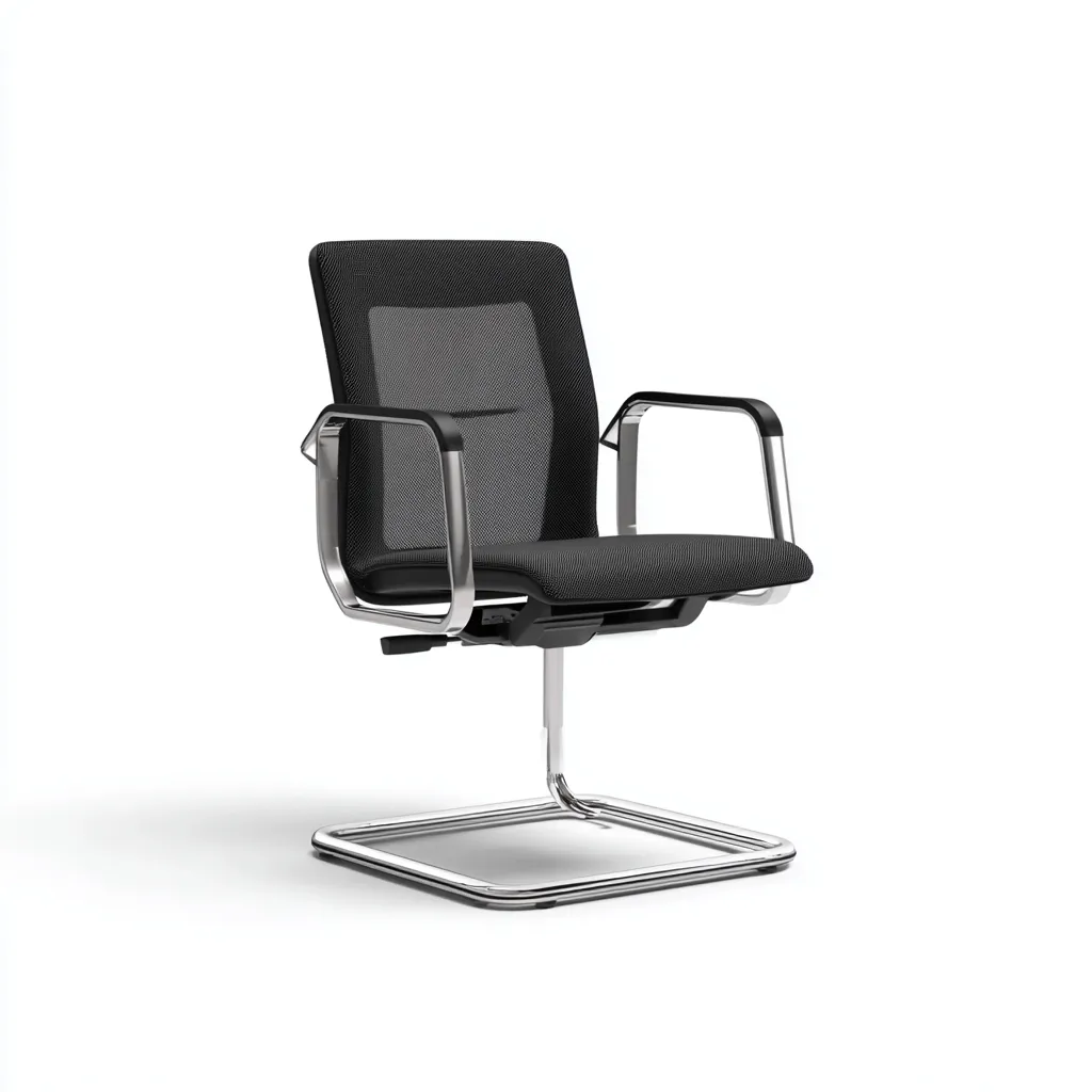 Chaise de bureau - maille - métal 58x60x92 cm - noir - cadre luge ergonomique avec accoudoirs - adaptée au bureau - design moderne-Nestlevo