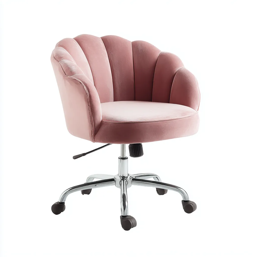 Chaise de bureau velours 60x60x85 cm - rose - design moderne - adaptée au bureau-Nestlevo