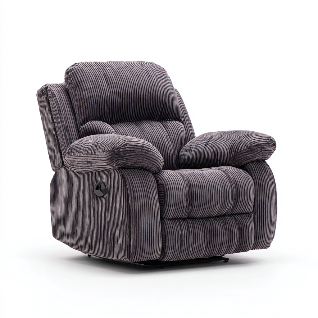 Fauteuil relax - tissu gris foncé côtelé - 100x92x102 cm - pour salon - design moderne-Nestlevo