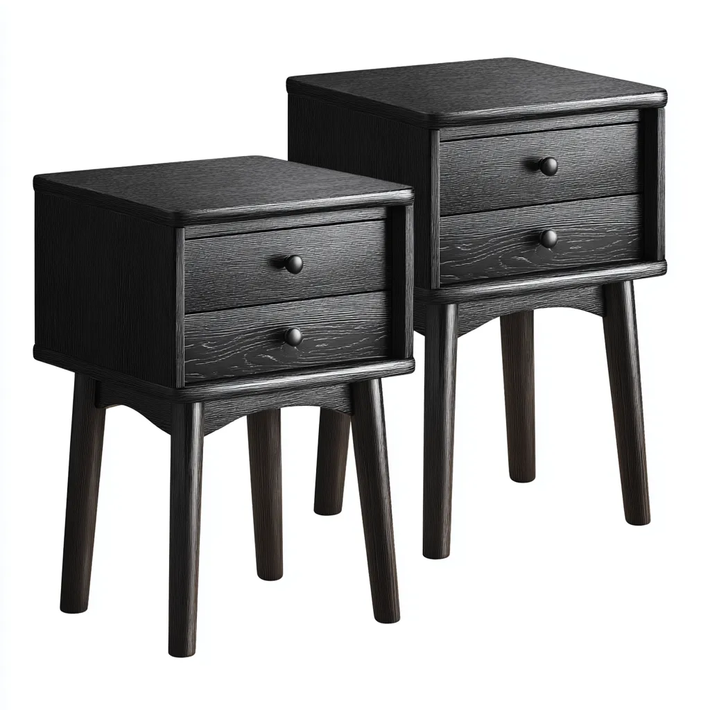 Table de chevet - bois MDF 42x35x68 cm - noir - pour chambre - design moderne-Nestlevo