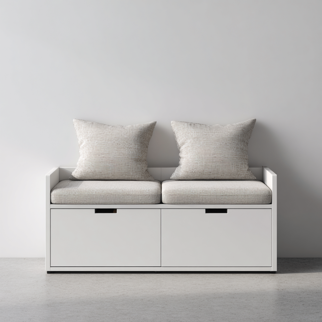 Meuble à chaussures - bois - tissu - 100x35x55 cm - blanc - beige - adapté à l'entrée - design moderne-Nestlevo