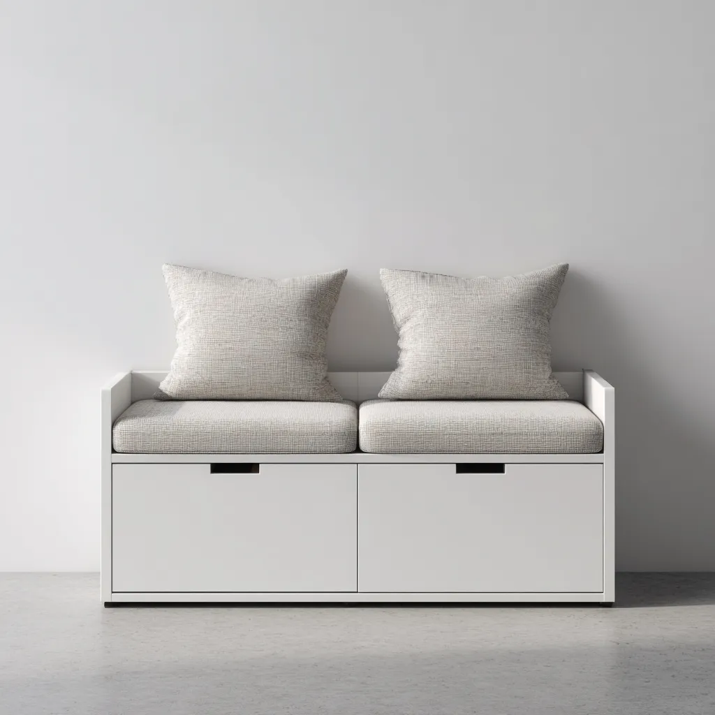 Meuble à chaussures - bois - tissu - 100x35x55 cm - blanc - beige - adapté à l'entrée - design moderne-Nestlevo