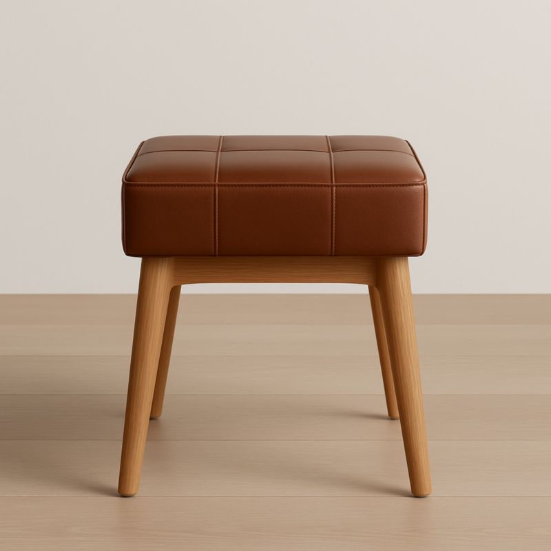 Sgabello quadrato in legno e PU marrone 40x40x45cm