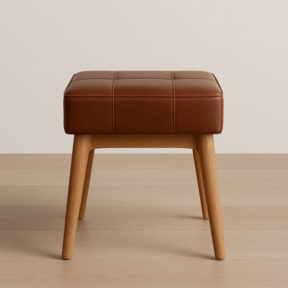 Sgabello quadrato in legno e PU marrone 40x40x45cm