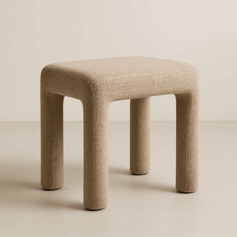 Sgabello Quadrato in Tessuto Poliestere Beige 45x35x35 cm