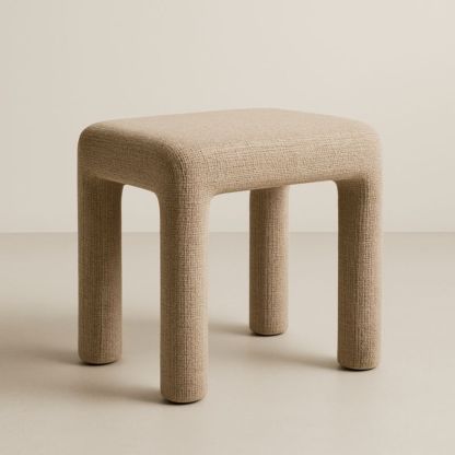 Sgabello Quadrato in Tessuto Poliestere Beige 45x35x35 cm