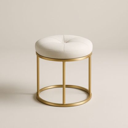 Sgabello rotondo in metallo con seduta in tessuto Altezza 45 cm