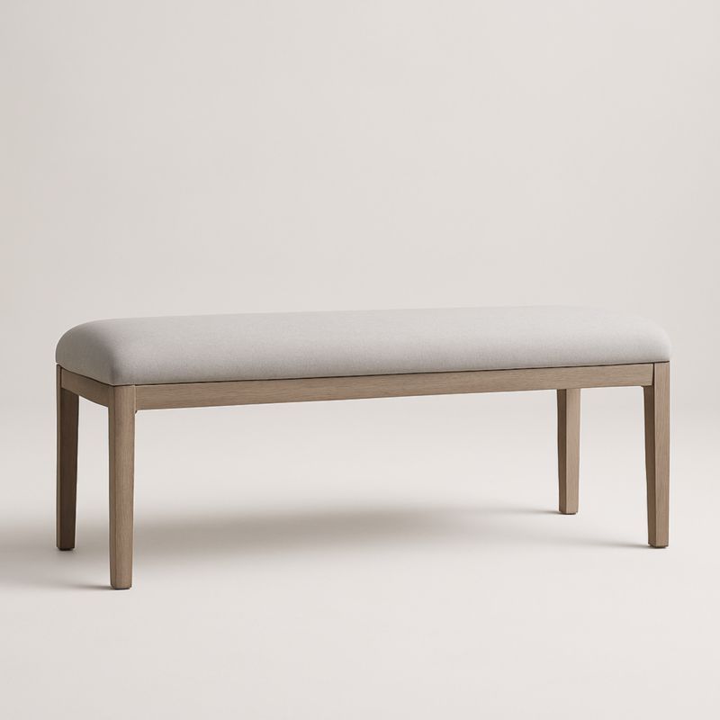 Panca in Legno di Rovere con Rivestimento in Poliestere Grigio