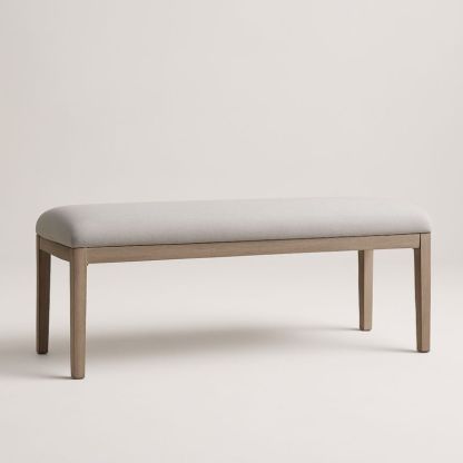 Panca in Legno di Rovere con Rivestimento in Poliestere Grigio