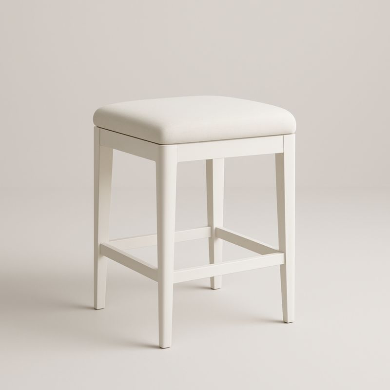 Sgabello in legno di faggio con rivestimento in poliestere Bianco