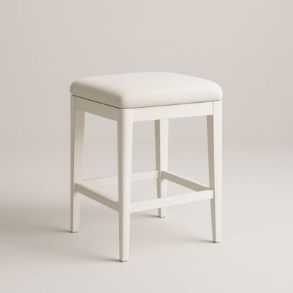 Sgabello in legno di faggio con rivestimento in poliestere Bianco