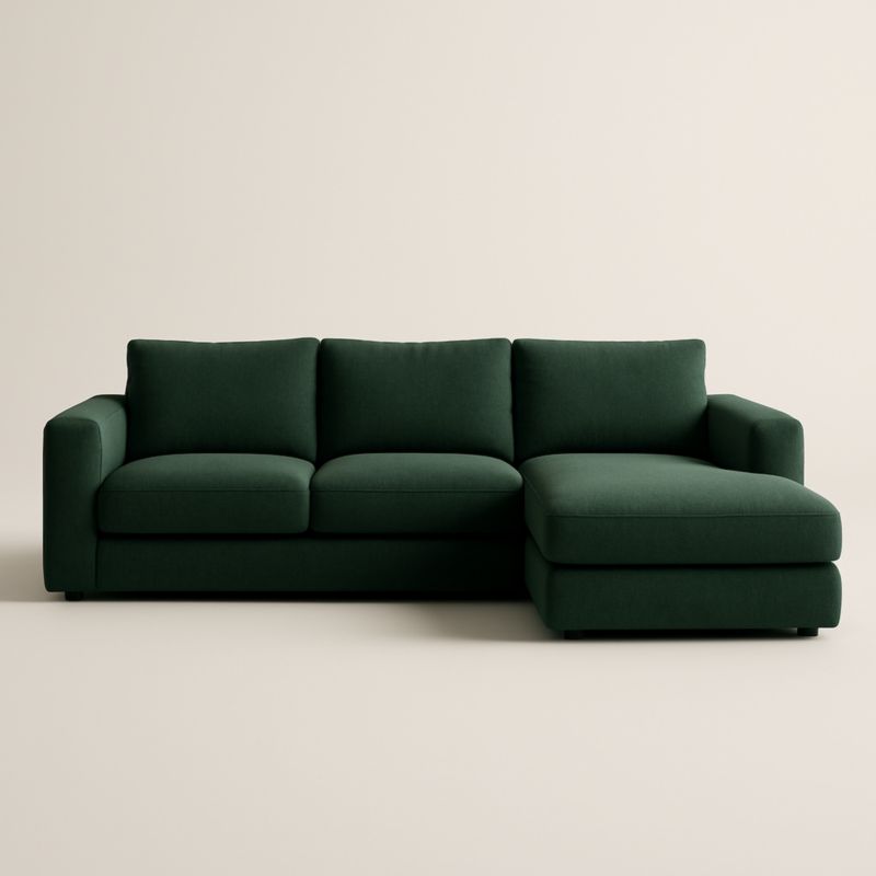 Divano ad Angolo in Tessuto Verde