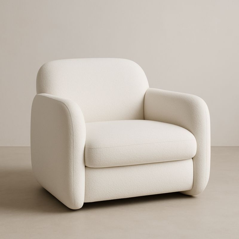 Poltrona imbottita in tessuto bianco 80x90x90 cm