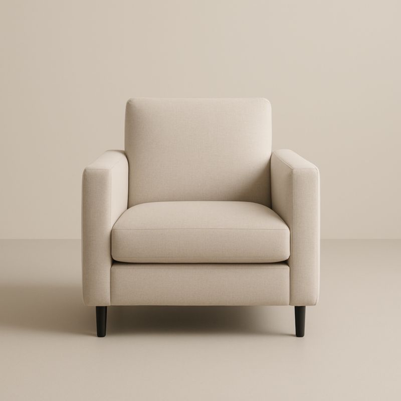 Poltrona con Struttura in Legno e Rivestimento in Poliestere Beige