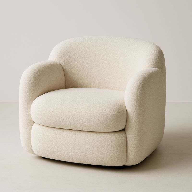 Poltrona in Tessuto Bouclé Crema 90x90x75 cm