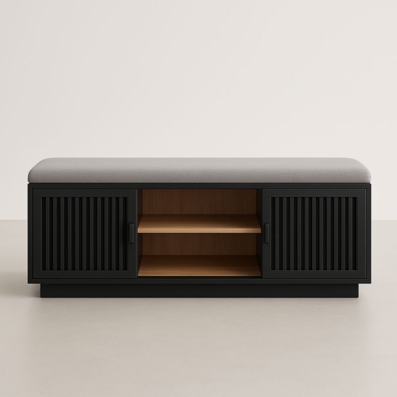 Panca contenitore con cuscino, legno e tessuto, 120 cm