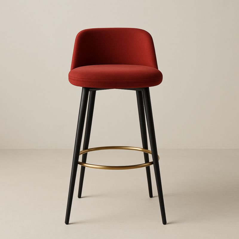 Sgabello da Bar in Tessuto Rosso e Metallo Nero e Oro 100 cm