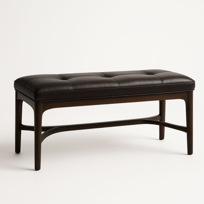 Panca in Pelle Sintetica e Legno Marrone 120x45x50 cm