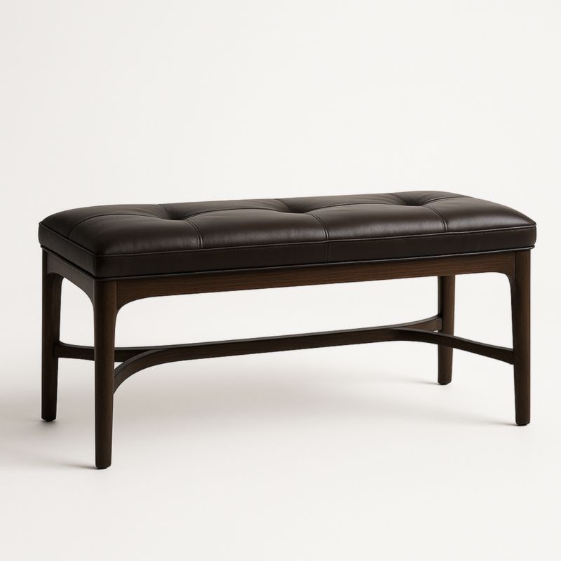 Panca in Pelle Sintetica e Legno Marrone 120x45x50 cm